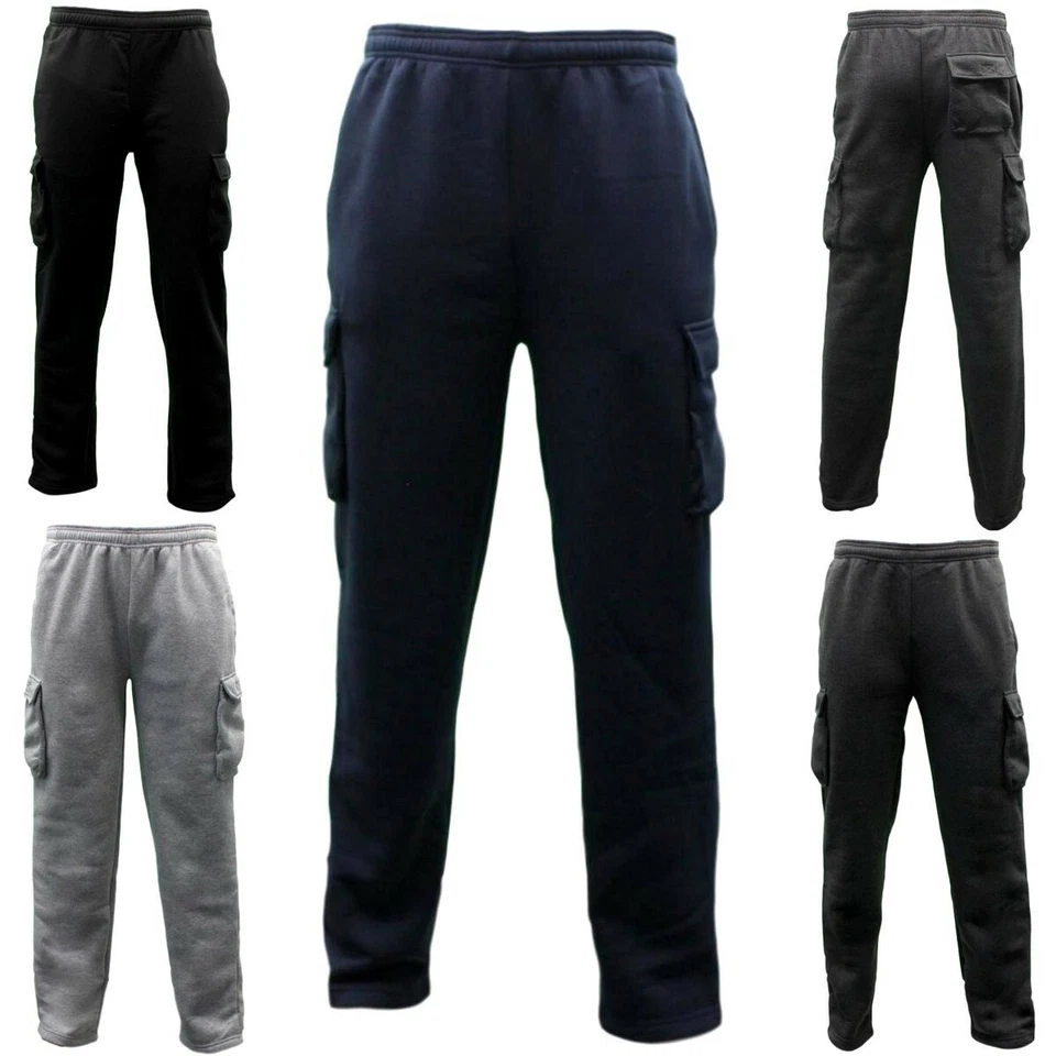 Men's Cargo Fleece Track Pants Low Pill Casual Jogging Sports Trackies - image 1 of 1
