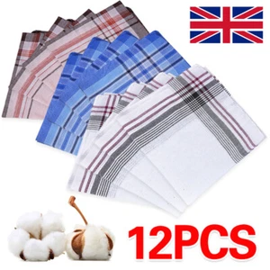 12x Soft Mens Hankies Handkerchiefs 100% Cotton Cloths Handkerchiefs Suit Gift Q - Picture 1 of 8