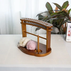 Wooden Yarn Holder For Knitting With Slots Stable Yarn Ball Yarn Rack Stand Gift - Picture 1 of 14