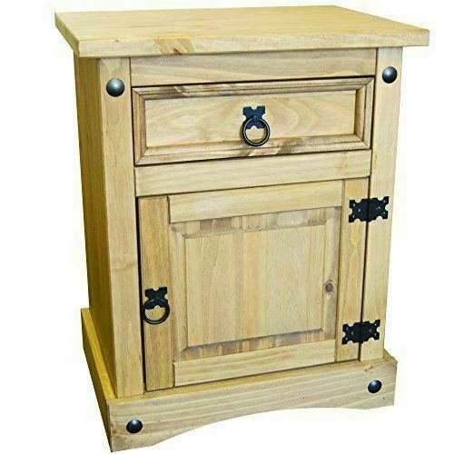 Vida Designs Corona 1-Drawer 1-Door Bedside Cabinet Chest - Mexican Solid Pine
