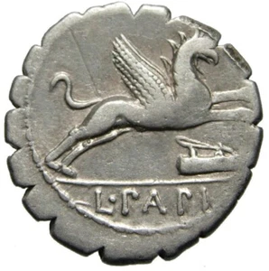 Roman Republic L. Papius AR Denarius (79 BC), Gens Papia, Gryphon - Picture 1 of 3