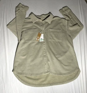 C&C California Green Dried Sage Button Up Shirt Fleece Shaket Women's L - Picture 1 of 7