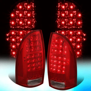 FOR 2005-2015 TOYOTA TACOMA RED HOUSING FULL LED TAIL LIGHT REAR BRAKE LAMPS - Picture 1 of 10