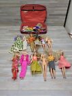 Lot Of 12 Mattel Barbie Dolls With Vintage clothes and Case. Some Vintage