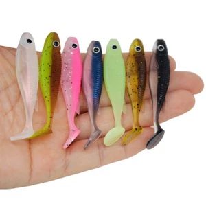 42 un. Señuelos de pesca de plástico suave cola de paleta lubina trucha cebos swimbaits 2,5 pulgadas - Imagen 1 de 24