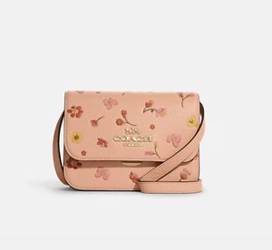 ☂️🍄Coach☄️MINI☄️Brynn Crossbody With Mystical Floral Print Gold/Faded Blush - Picture 1 of 5