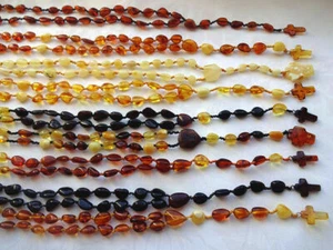 Genuine Baltic Amber Catholic Rosary made in Lithuania - Choose your colour !!! - Picture 1 of 19