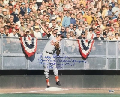 BROOKS ROBINSON SIGNED 16x20 PHOTO + HUGE INSCRIPTION ORIOLES LEGEND BECKETT BAS - Image 1 of 3