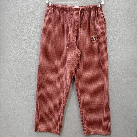 San Francisco 49ers Men Sleepwear XL Red Check Pajama Pants Logo Embroidered Cover