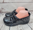 Dankso XP 2.0 Professional Black blue speckled Leather Clogs Shoes Womens Sz 40