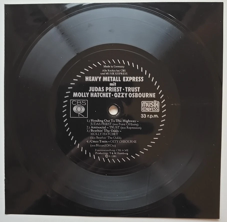 Heavy Metal Express (4 Song)  MUSIK EXPRESS CBS Flexi Single - Bild 1 von 1