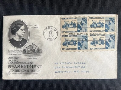 1406 Woman Suffrage 19th Amendment (Block of 4) FDC Art Craft Aug 26, 1970 - Image 1 of 2