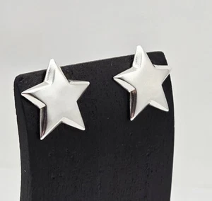 Vintage Sterling Silver Modernist Star Post Earrings - 3.2g - Picture 1 of 4