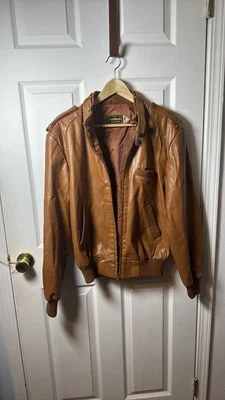 Chaqueta de cuero vintage Andhurst Sportswear para hombre, talla 40L, marrón, Corea, ¡usada en excelente estado! Foto 1 de 4