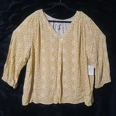 Blusa boho St Johns Bay para mujer 2XL cuello en V manga 3/4 nueva con etiquetas Foto 1 de 4