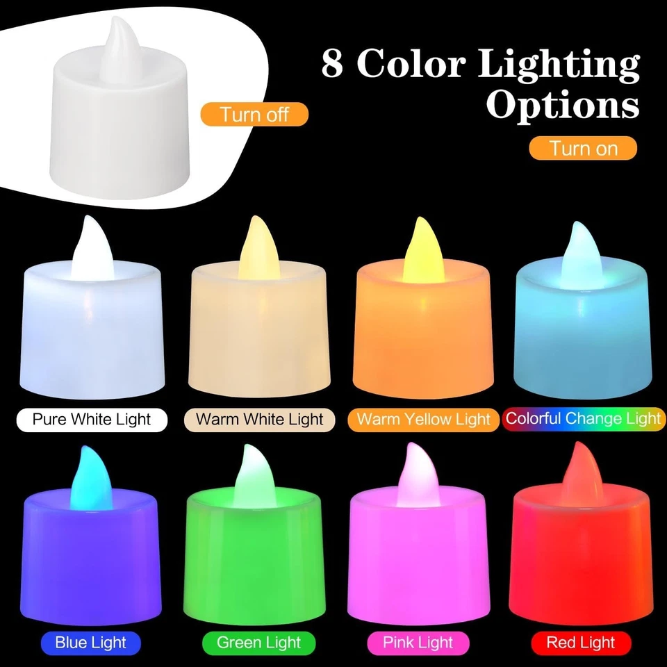 25 50 100 Flameless LED Tea Lights Candles Votive Batteries Fake Tealight DIY - Image 1 of 1