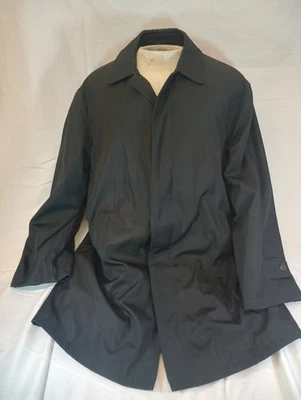 Gabardina vintage Bill Blass 3000 larga negra doble forrada con botones Foto 1 de 4