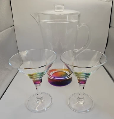2 vasos y jarra de Martini acrílico Merritt Crystal Rainbow de 9 OZ Foto 1 de 4