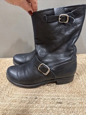 Frye Veronica Short Moto Boot Mid Calf Buckle Leather Size 9.5 - Image 1 of 4