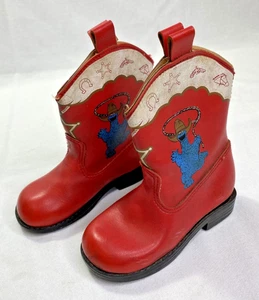 Vintage rote Krümelmonster Leder Kinder Cowboystiefel Größe 7 selten - Bild 1 von 6