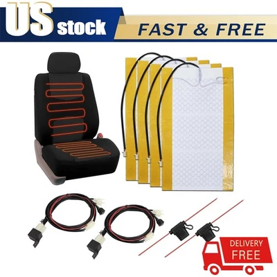 Seats Carbon Fiber Heated Seat Heater Pad Kit Car Cushion Switch 12V Universal - Изображение 1 из 4