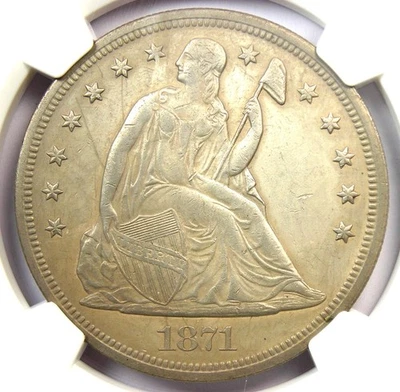 Dólar de plata libertad sentada 1871 $1 - NGC detalle sin circular (UNC MS) - raro Foto 1 de 4