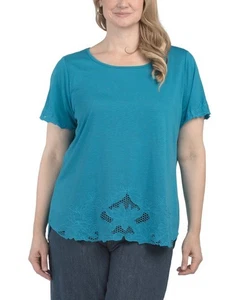 Adiva Plus 2X Top w/Lace Trim at Hem Turquoise - NWT - Picture 1 of 3