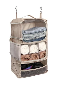 Hanging Packing Cubes Portable Closet 3-Shelf Travel Collapsible Compression ... - Picture 1 of 9