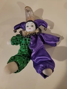 Hand Painted Porcelain Head Clown Doll 10" Height - Picture 1 of 6