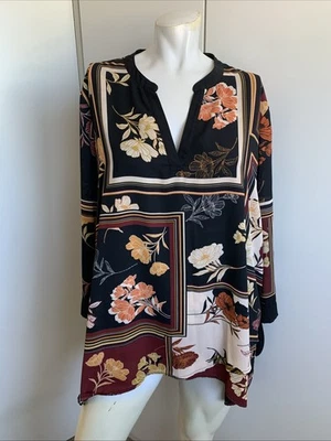 Joseph Ribkoff Talla 16 Floral Cuello en V Manga 3/4 Túnica Blusa Jersey Puños Corbata Foto 1 de 4