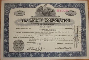 Öl Aktienzertifikat 1949: "Transgulf Corporation" - Hasbrouck, Thistle & Co. - Bild 1 von 1