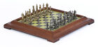 Metal Brass Gothic Chessmen & Classic Pedestal Chess Board Set Antique Finish