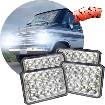 4x For Chevrolet G10 G20 G30 1978-1991 4x6" LED Headlights HI-LO DRL White - Image 1 of 4