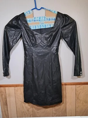 Guess Elena Faux Leather Mini Dress Jet Black A S - Image 1 of 4