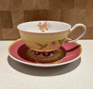 Maxwell Williams Cashmere Enchante Antoinette Tea Cup & Saucer Duo Yellow & Pink - Picture 1 of 10