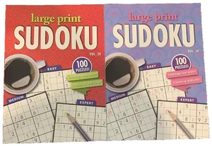Brand New Large Print Sudoku vol 19,20 100 Puzzle Fast Shipping Kappa 3 Levels - Picture 1 of 3