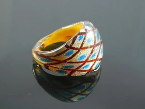 Murano Glass Silver Foiled Lampwork Handmade Multicolor Ring US 8.25" - Picture 1 of 6