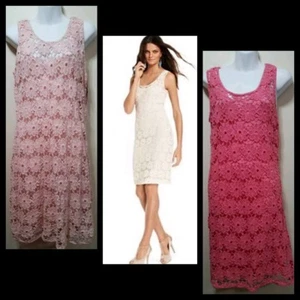 $109 INC International Concepts BLUSH PINK Crochet Lace Sheath Dress PM, L M3020 - Picture 1 of 12