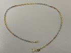 10K TRI-COLOR GOLD 1.9MM DOUBLE CURB LINK 10" ANKLET  FREE SHIPPING AND GIFT BOX
