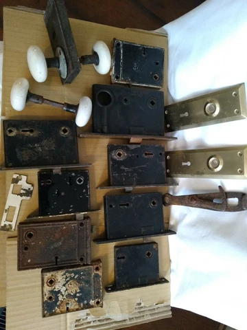 Antique Door Locks Porcelain Knobs Trim Gate Latch Cover