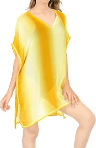 LA LEELA Women Swimsuit Bikini Beach Cover Up Sheer Short Dresses M-L White_S360 - Picture 1 of 3