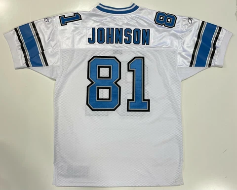 CALVIN JOHNSON AUTHENTIC REEBOK DETROIT LIONS 2007 ROOKIE STYLE WHITE JERSEY 50 Cover