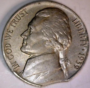 1939 ERROR DOUBLE CLIPPED Jefferson Nickel XF Coin RARE DATE 2 Clip LOT #2  NR - Picture 1 of 4