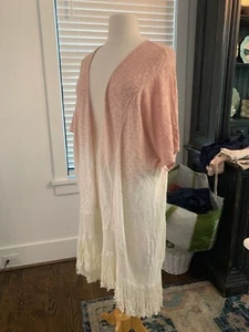 Damen Plus Nannette langer ombrierter Kimono/Staubtuch Boho mit Fransen - neu ohne Etikett - Gr. 18/20 - Bild 1 von 8