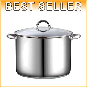 Elegant 16qt Induction-Compatible Stockpot with Mirror-Finish Lid & Handles - Picture 1 of 11