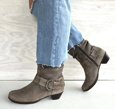 Pikolinos Brujas Gray Distressed Leather Slouch Boots With Buckle EU 37 /US Sz 7 - Image 1 of 4
