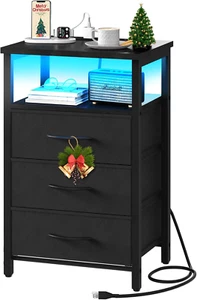 Night Stand with Charging Station, 16 Colors LED Nightstand with USB Ports and O - Picture 1 of 8