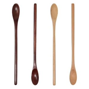 4 Pcs Long Handle Wooden Coffee Stirring Spoons for Iced Tea Espresso Milkshake - Picture 1 of 8