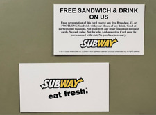 2pc cards FOR subway 6'' OR FOOTLONG Sandwich & Drink COUPONS $3 for each