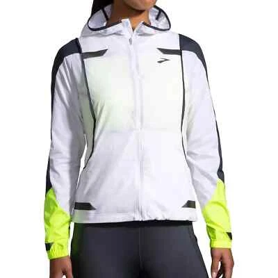 Brooks Run Visible Convertible Womens Running Jacket White Hooded Hi Vis Ladies - Image 1 of 4